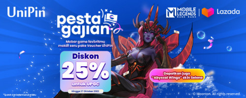 Promo Diskon 25% Voucher UniPin di Pesta Gajian Lazada Oktober 2023